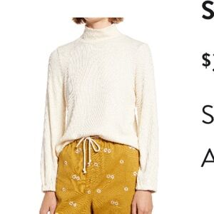 Madewell creme white mock neck bubble ribbed soft sweater women’s small